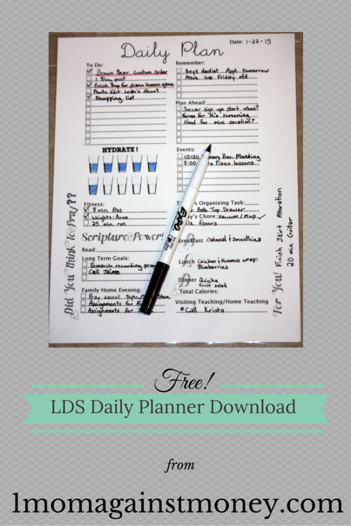 LDS Daily Planner Page